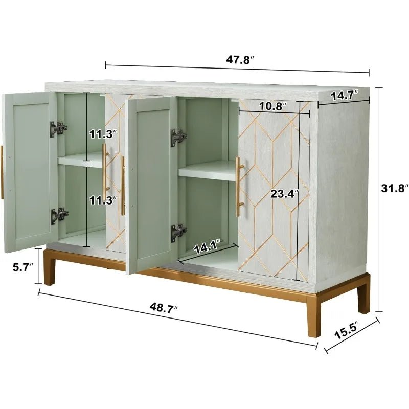 48" Decorative Cabinet with 4 Doors and Shelves