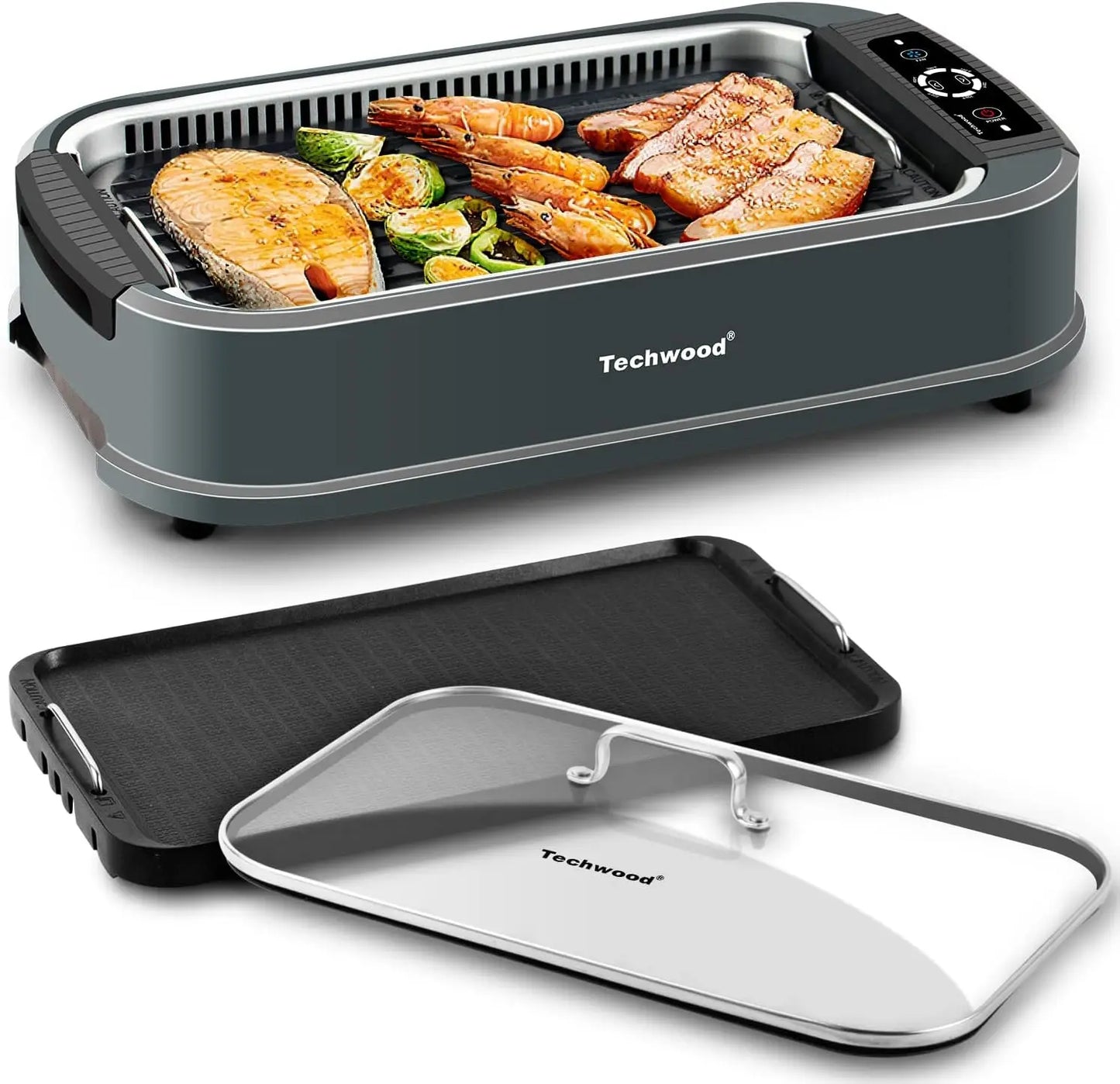 Indoor Smokeless Grill With Tempered Glass Lid