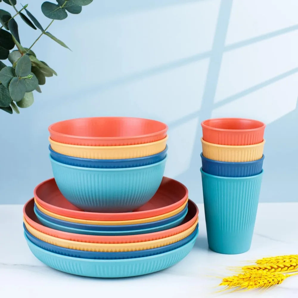 32pcs Wheat Straw Dinnerware Set for 8