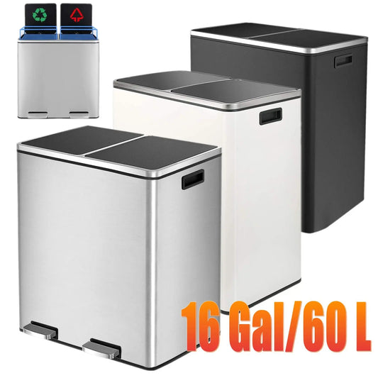 60 L/16 Gal Recycling Kitchen Step Trash Can