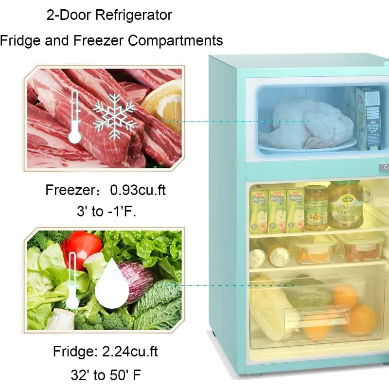 Compact Mini Refrigerator Separate Freezer