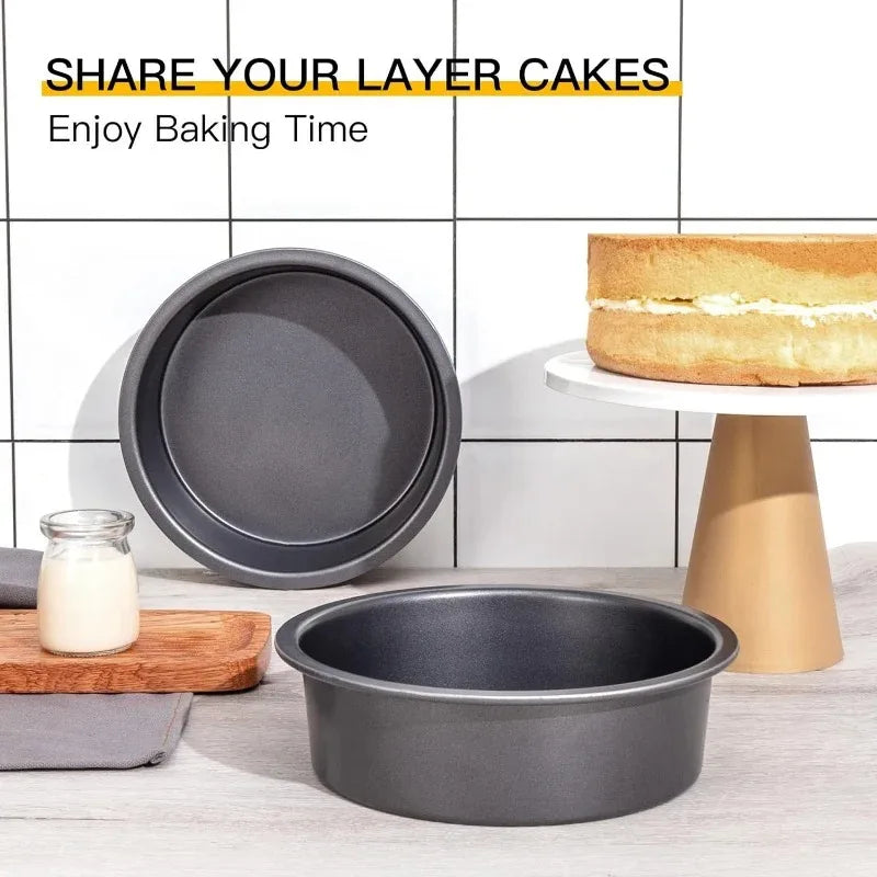 Round Cake Pan Set for Baking, 8 Inch