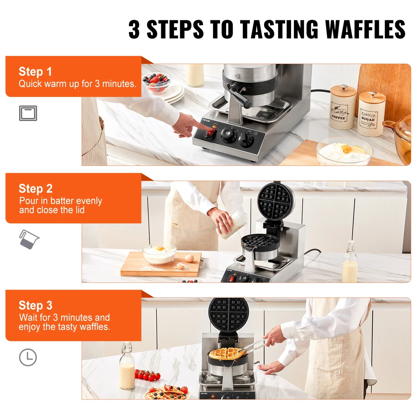 VEVOR Electric Waffle Maker Round