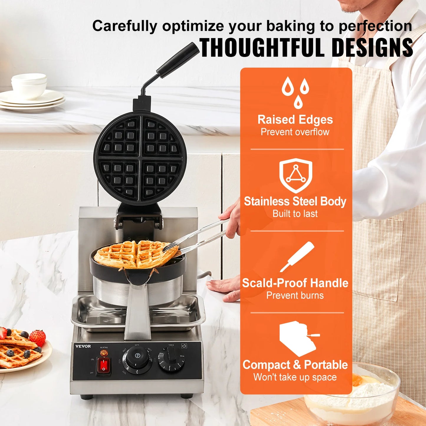 VEVOR Electric Waffle Maker Round