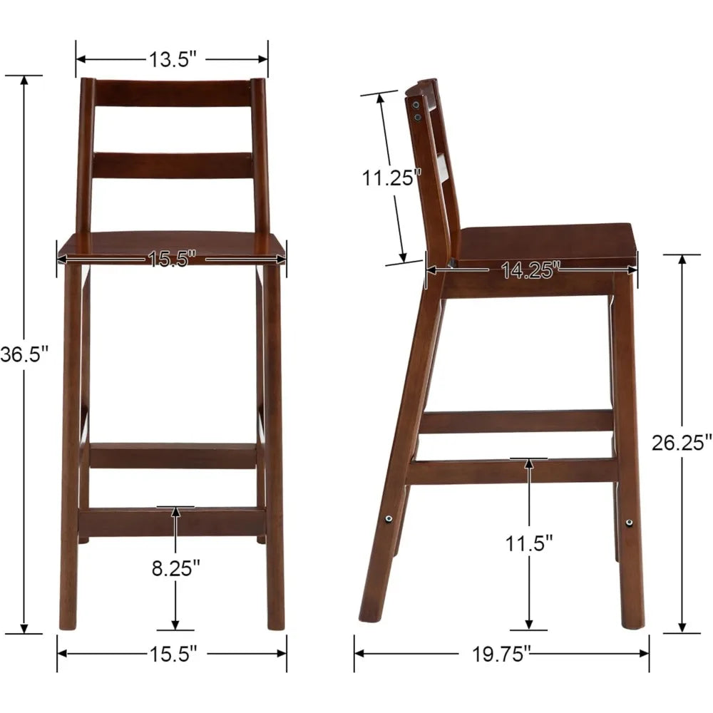 Set of 4 Rustic Counter Height Bar Stools