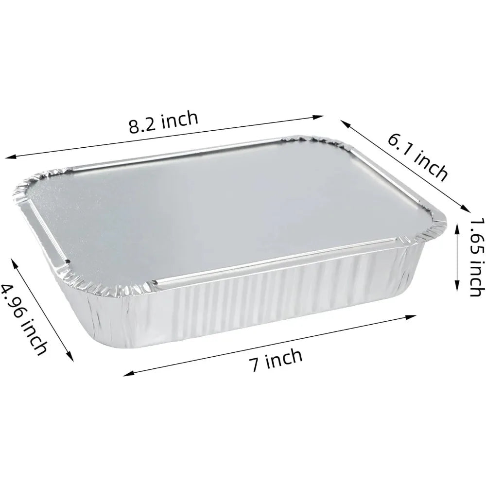 Disposable Foil Pans with Lids 2.25LB- 50 PACK 8.3"x6.2"