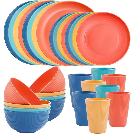 32pcs Wheat Straw Dinnerware Set for 8