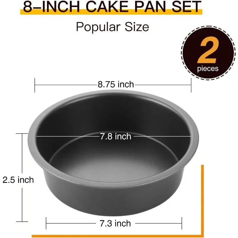 Round Cake Pan Set for Baking, 8 Inch