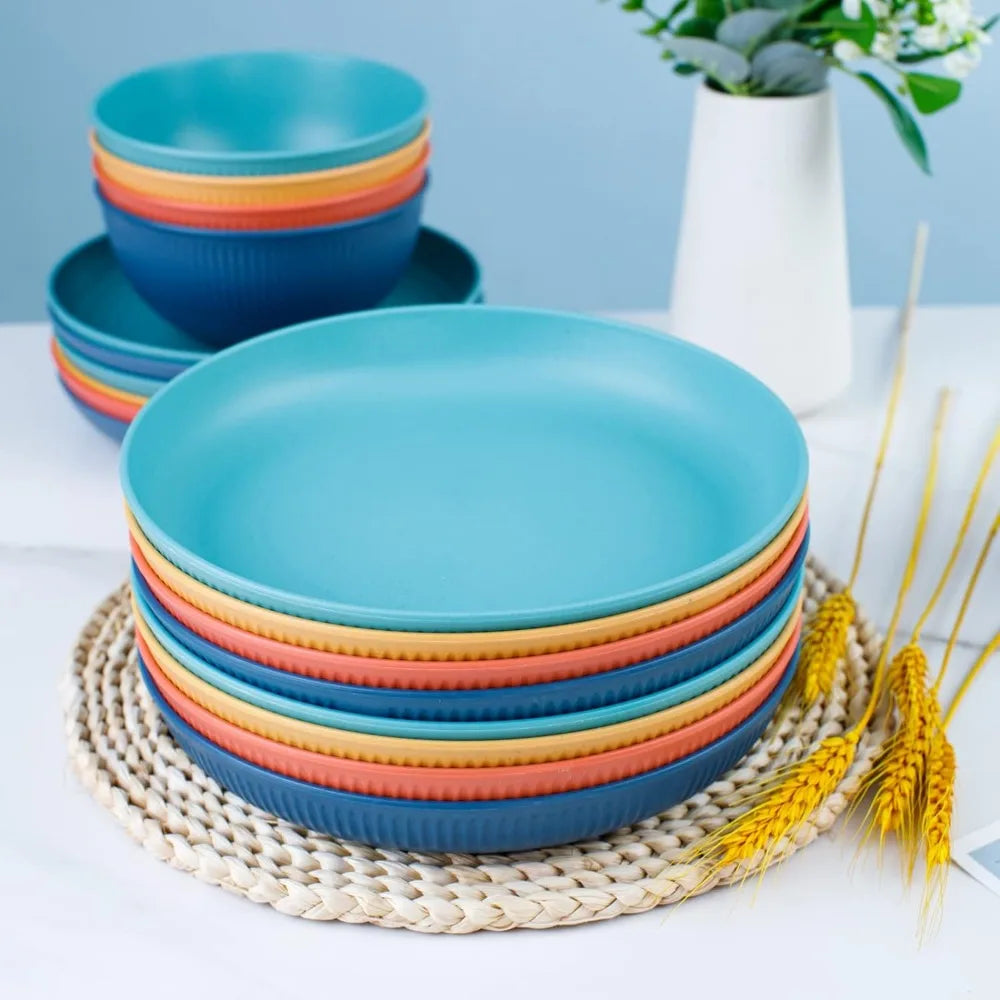 32pcs Wheat Straw Dinnerware Set for 8