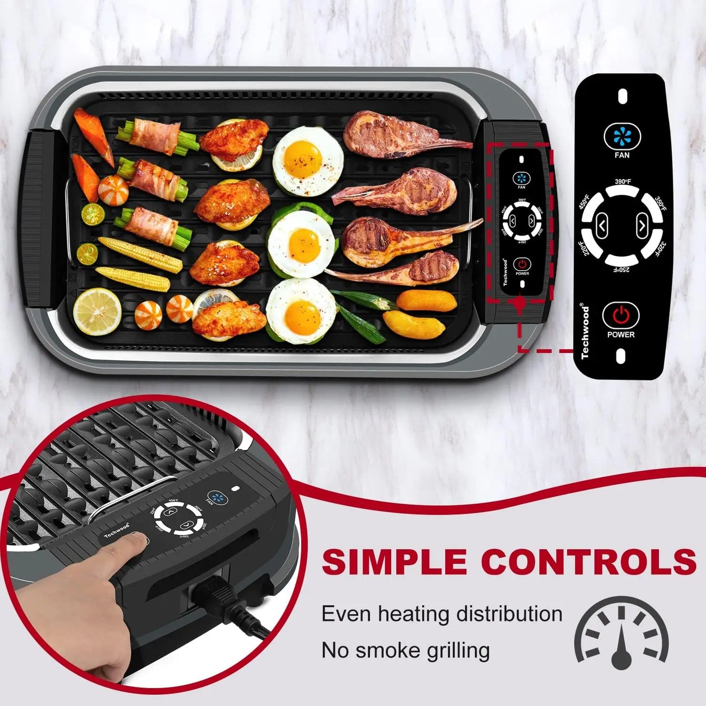 Indoor Smokeless Grill With Tempered Glass Lid