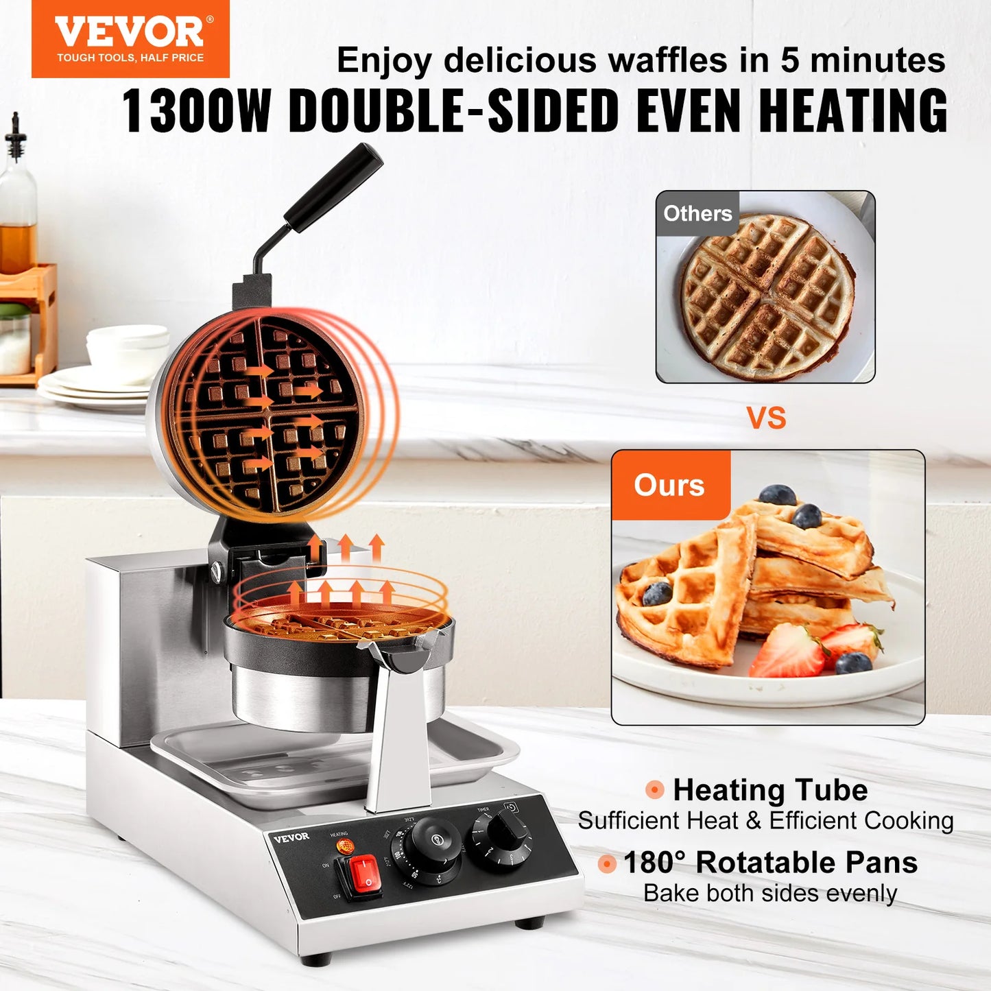 VEVOR Electric Waffle Maker Round